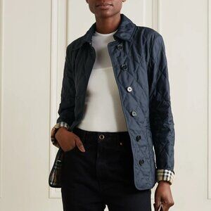Burberry Navy Quilted Coat Jacket